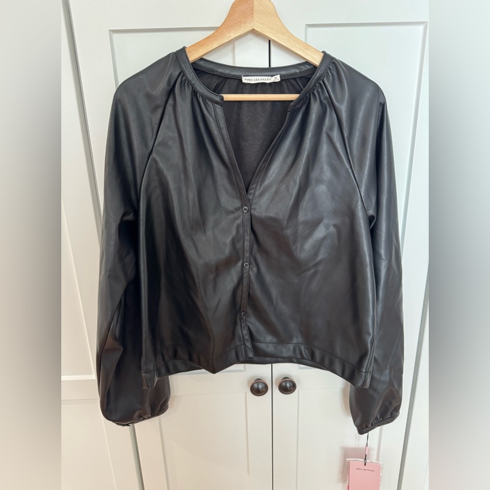 Avec Les Filles Black Faux Leather Jacket